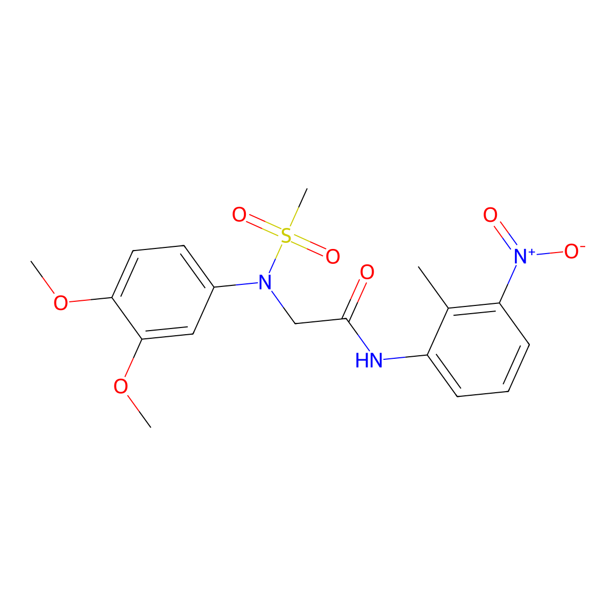 2-(3,4-dimethoxy-N-methylsulfonylanilino)-N-(2-methyl-3-nitrophenyl)acetamide molecular structure, CAS 706762-29-0