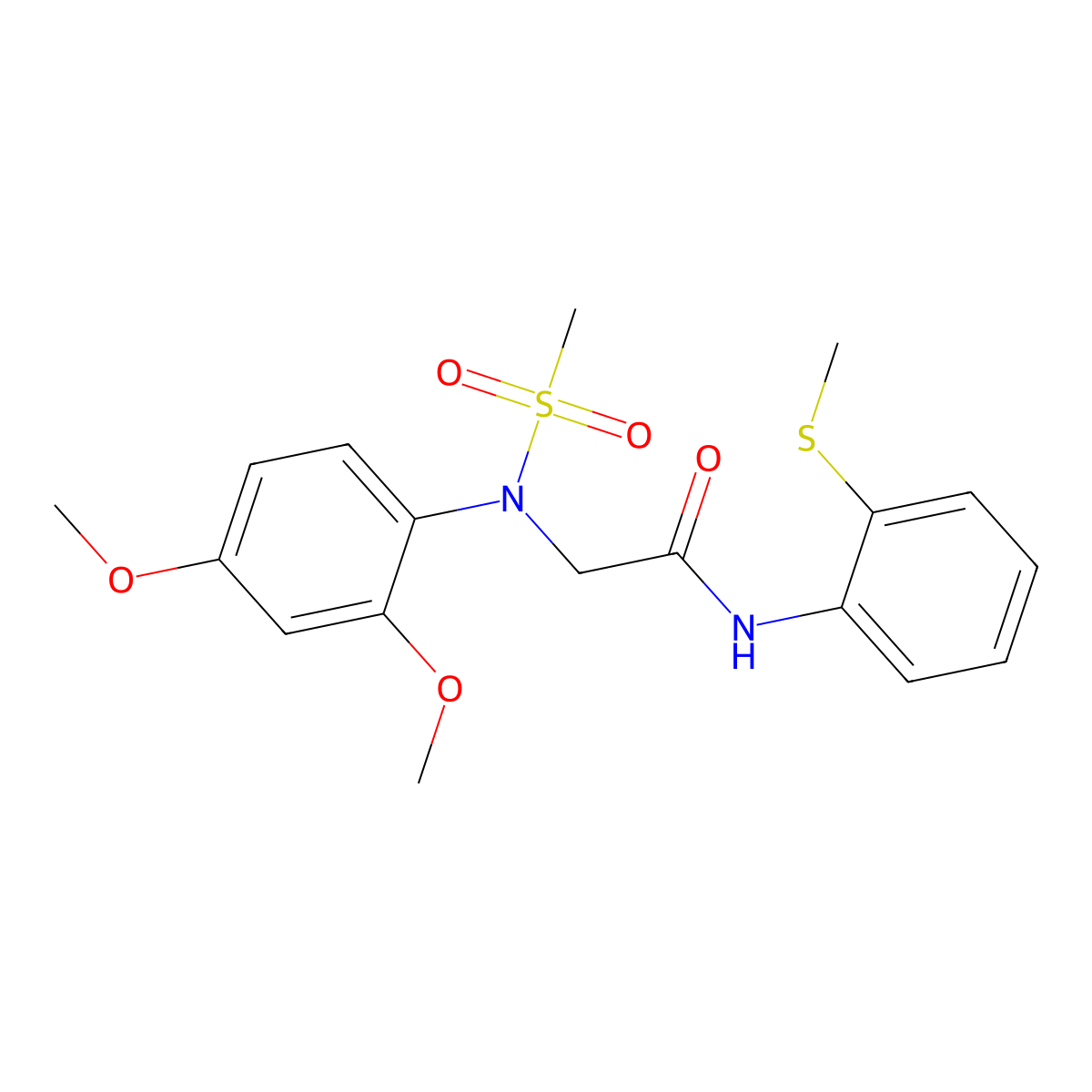 2-(2,4-dimethoxy-N-methylsulfonylanilino)-N-(2-methylsulfanylphenyl)acetamide molecular structure, CAS 706762-35-8