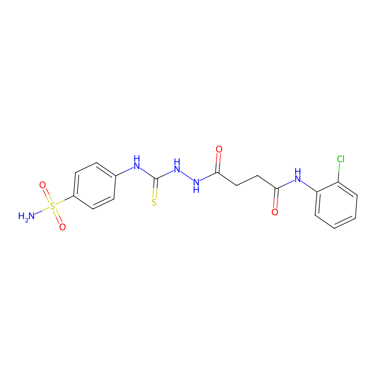 N-(2-chlorophenyl)-4-oxo-4-[2-[(4-sulfamoylphenyl)carbamothioyl]hydrazinyl]butanamide molecular structure, CAS 706762-53-0