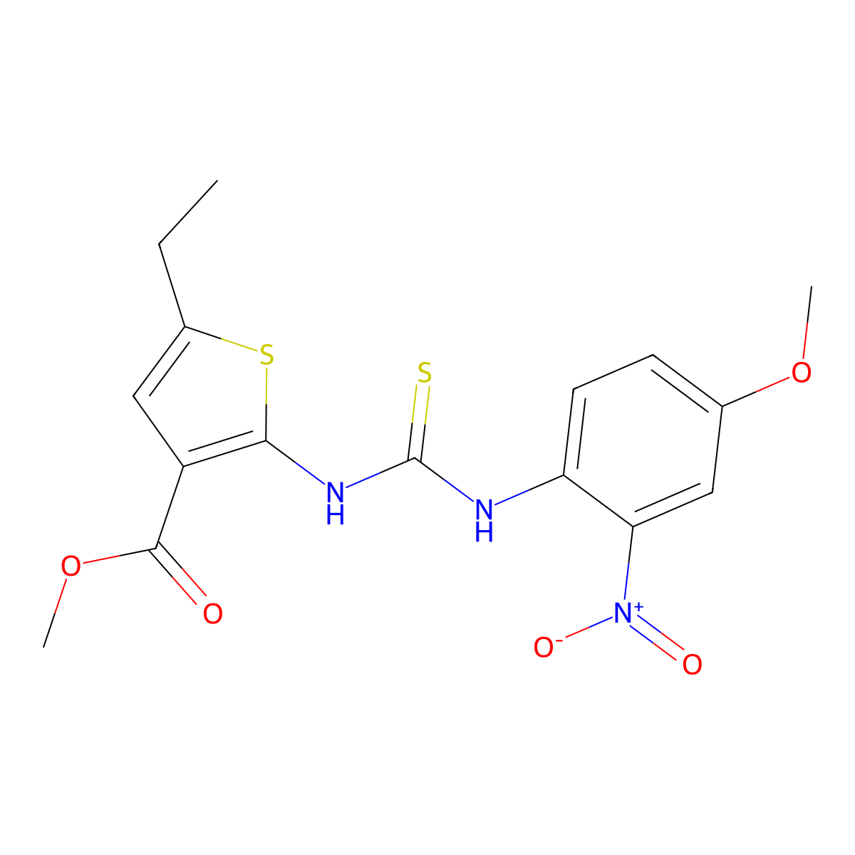 Methyl 5-ethyl-2-{[(4-methoxy-2-nitrophenyl)carbamothioyl]amino}thiophene-3-carboxylate molecular structure, CAS 706762-91-6