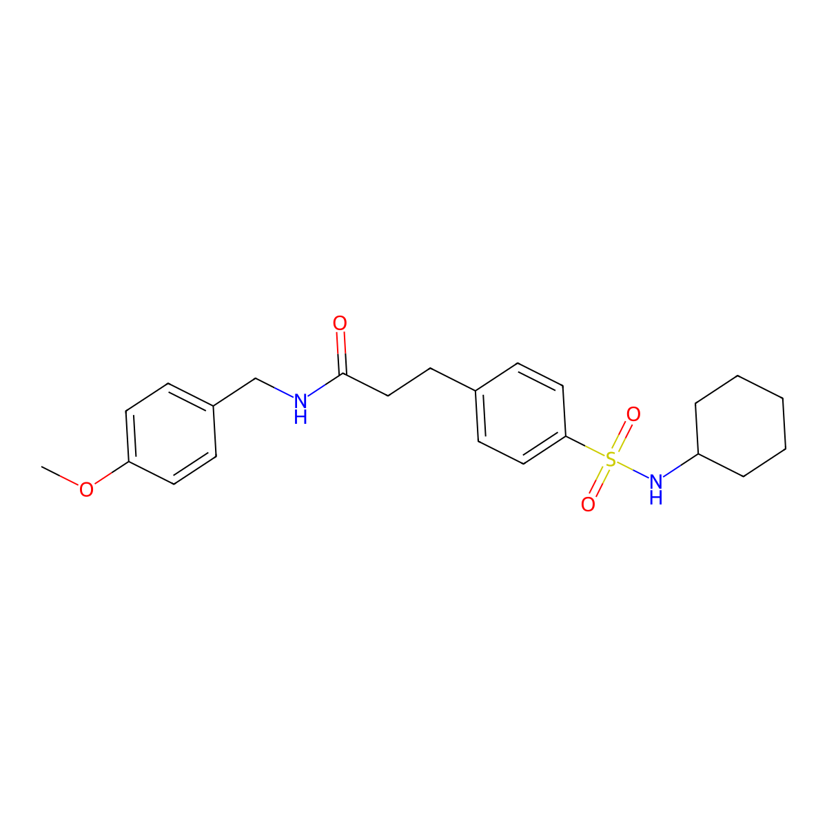 3-[4-(cyclohexylsulfamoyl)phenyl]-N-(4-methoxybenzyl)propanamide molecular structure, CAS 706763-01-1