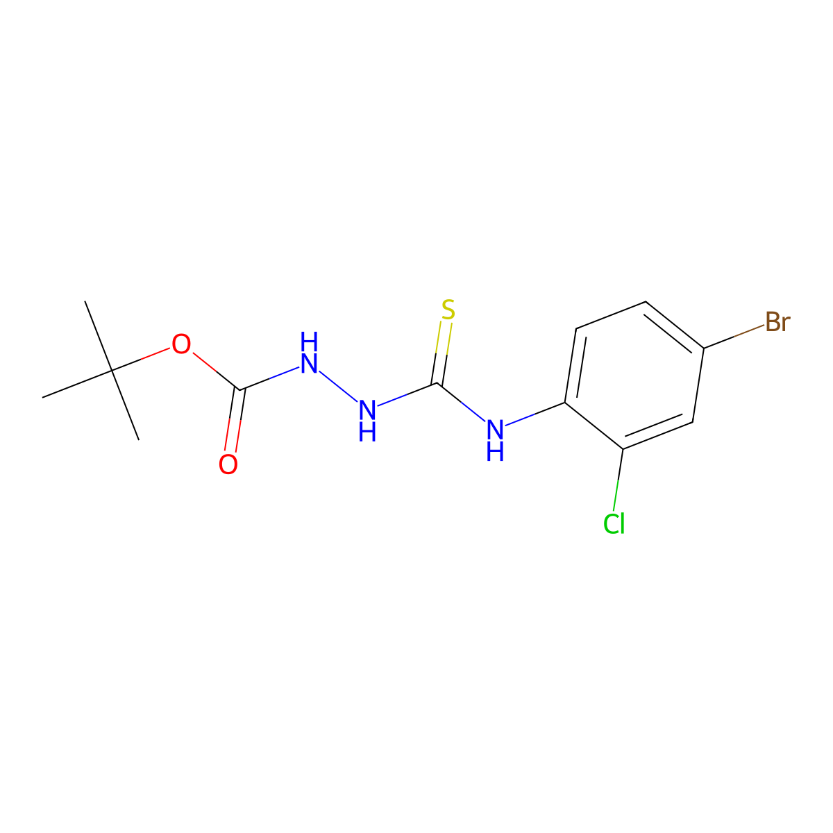Tert-butyl 2-((4-bromo-2-chlorophenyl)carbamothioyl)hydrazinecarboxylate molecular structure, CAS 706763-91-9
