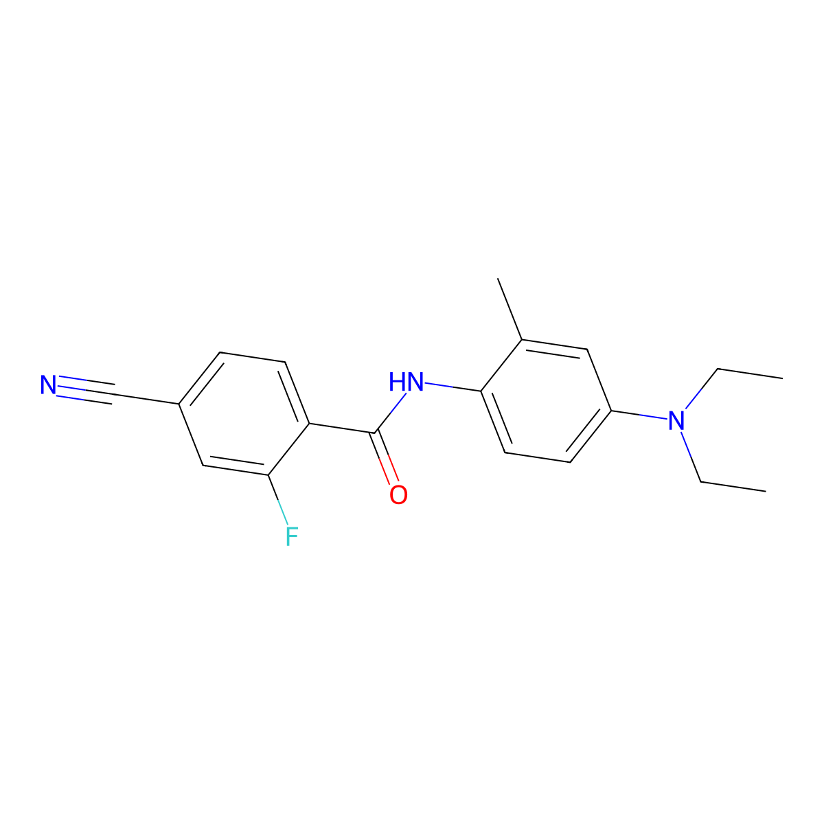 4-cyano-N-[4-(diethylamino)-2-methylphenyl]-2-fluorobenzamide molecular structure, CAS 706764-01-4