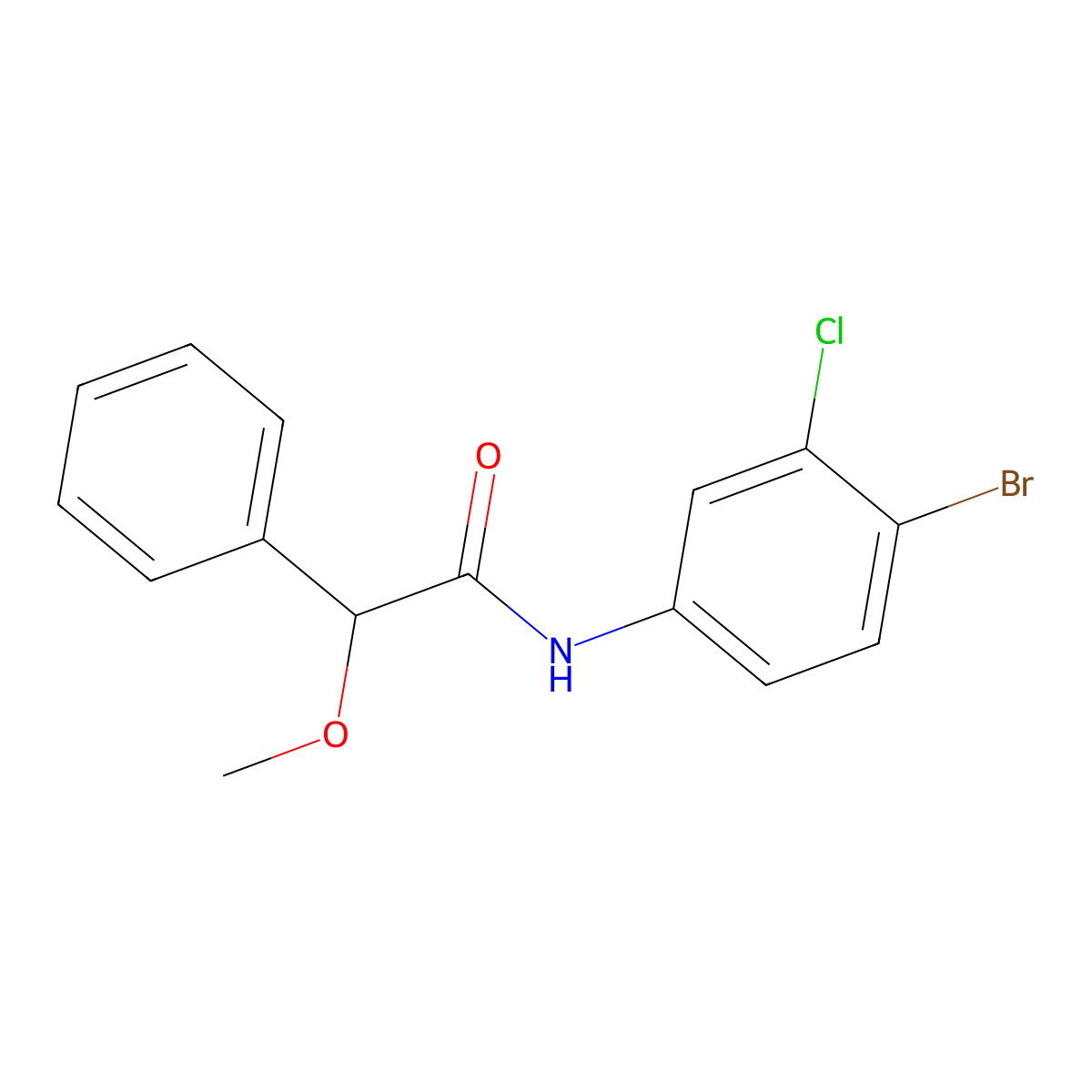 N-(4-bromo-3-chlorophenyl)-2-methoxy-2-phenylacetamide molecular structure, CAS 706764-12-7