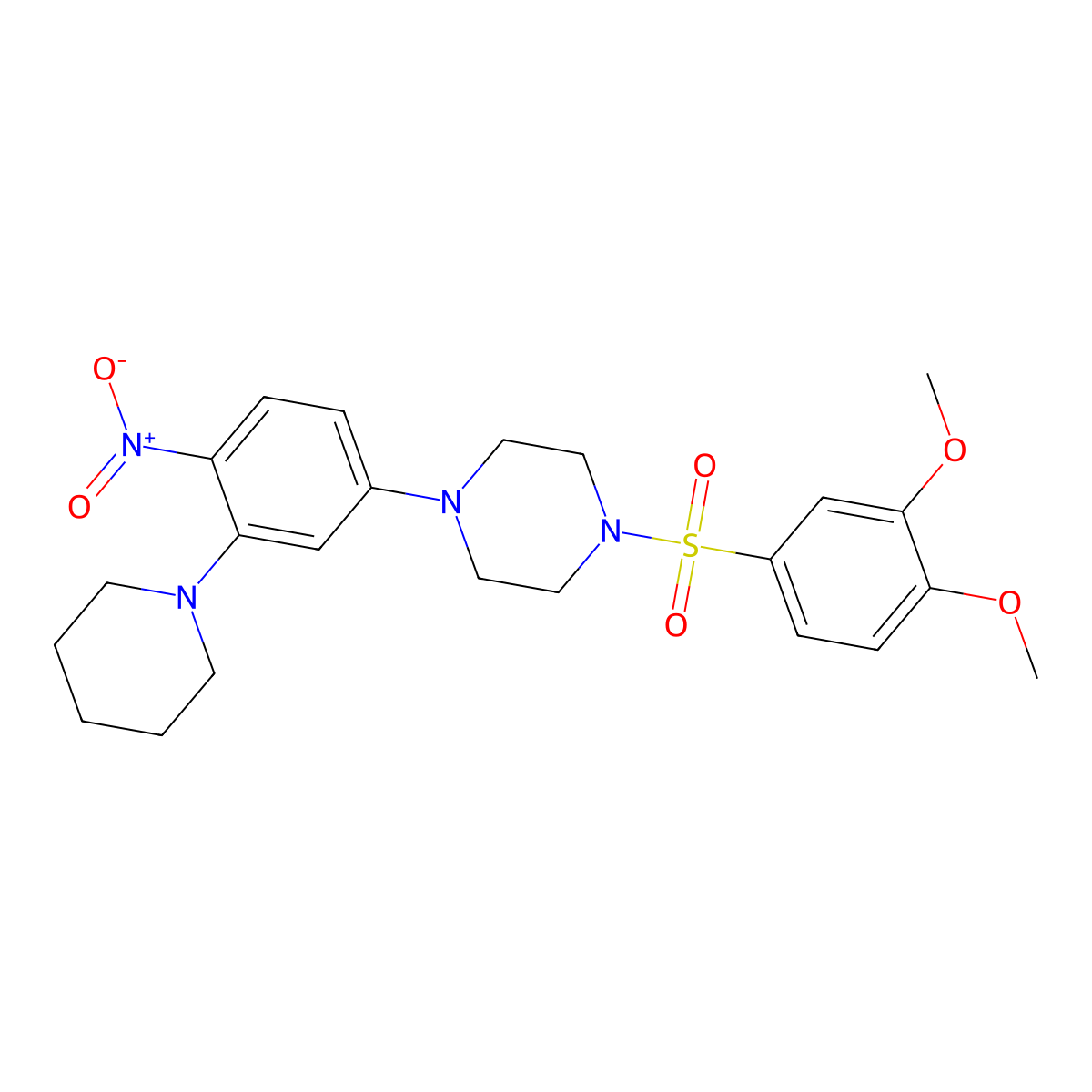 1-(3,4-Dimethoxyphenyl)sulfonyl-4-(4-nitro-3-piperidin-1-ylphenyl)piperazine molecular structure, CAS 706764-19-4