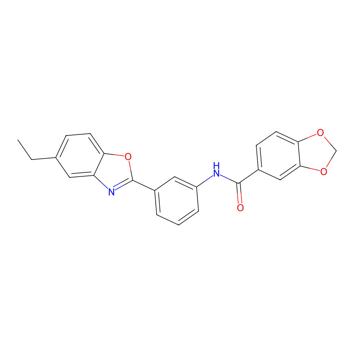 N-[3-(5-ethyl-1,3-benzoxazol-2-yl)phenyl]-1,3-benzodioxole-5-carboxamide molecular structure, CAS 706764-22-9