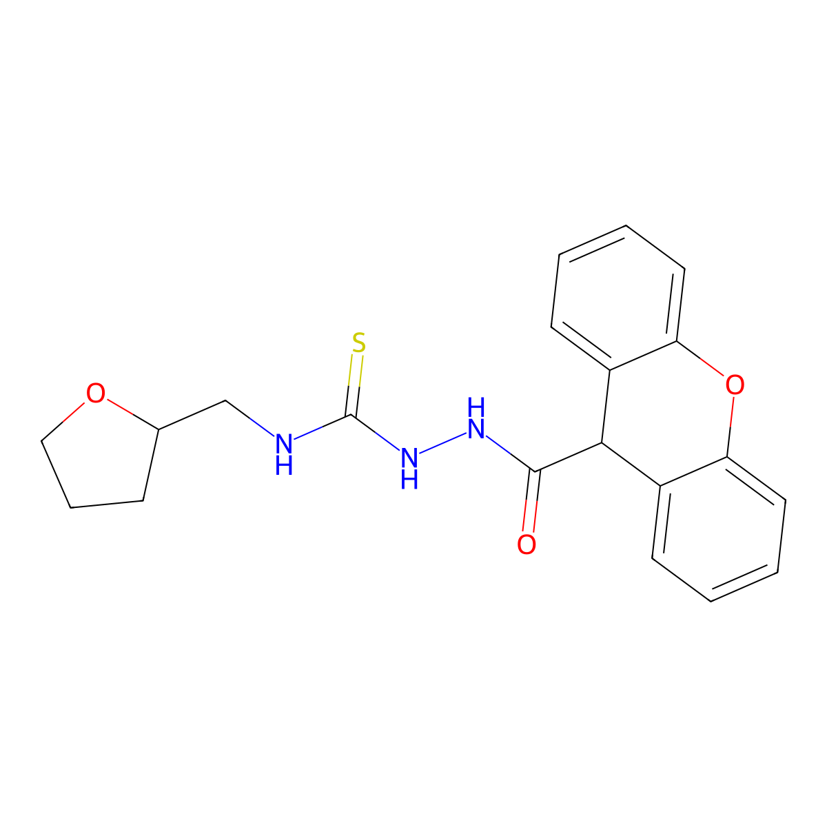 1-(oxolan-2-ylmethyl)-3-(9H-xanthene-9-carbonylamino)thiourea molecular structure, CAS 706764-27-4