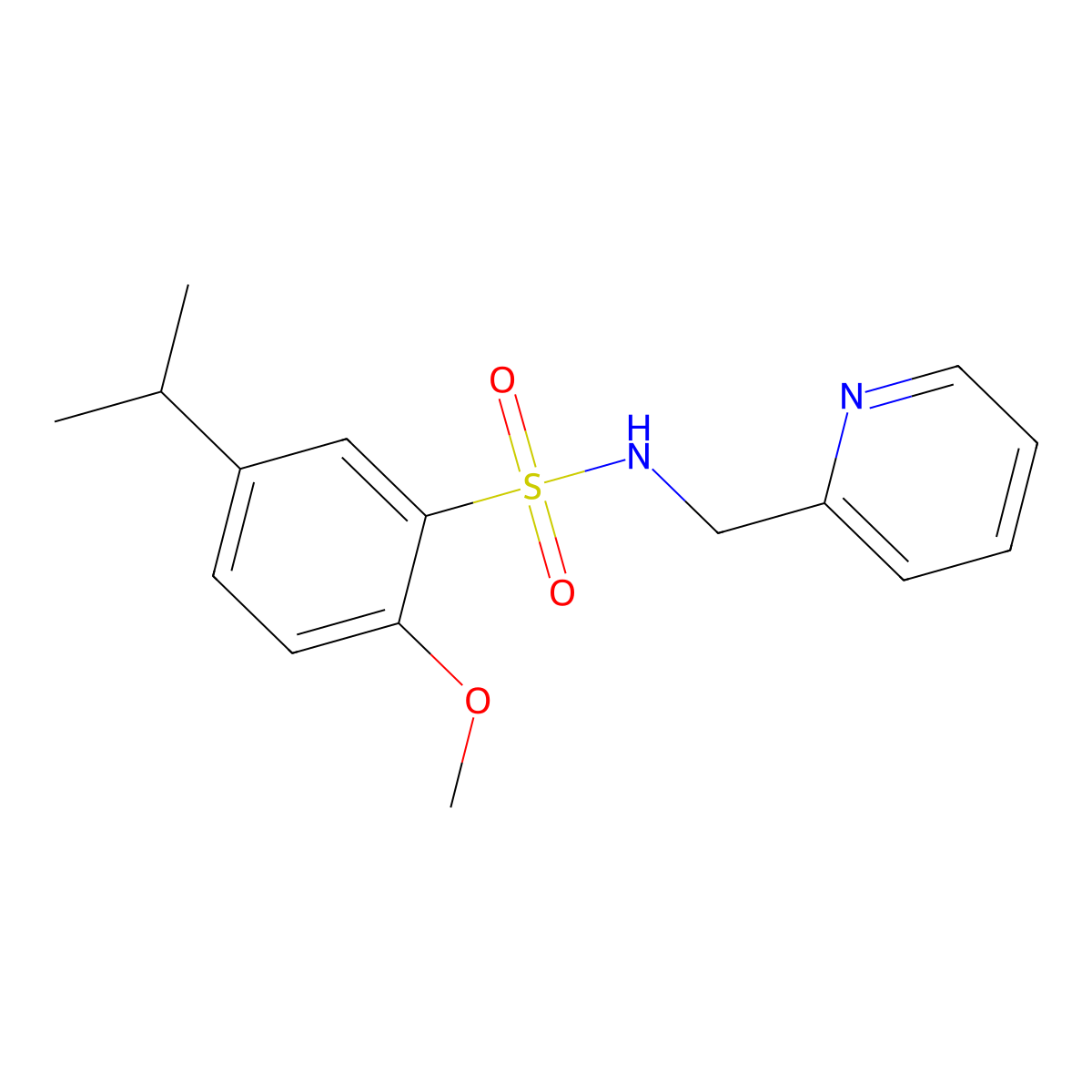 5-isopropyl-2-methoxy-N-(2-pyridinylmethyl)benzenesulfonamide molecular structure, CAS 706764-29-6