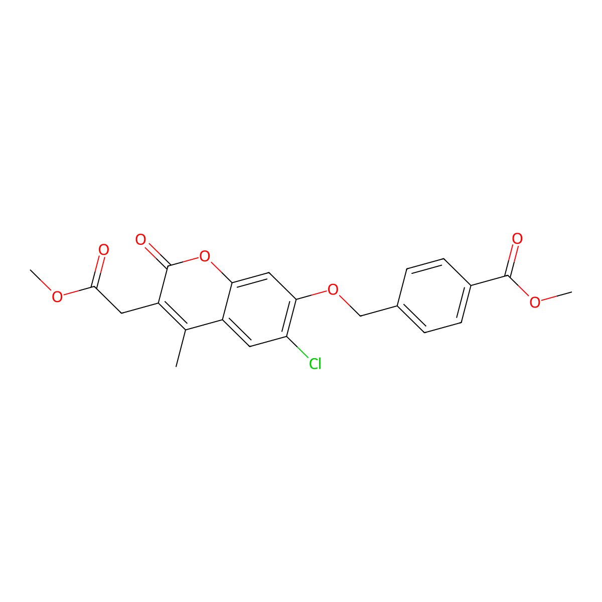 methyl 4-({[6-chloro-3-(2-methoxy-2-oxoethyl)-4-methyl-2-oxo-2H-chromen-7-yl]oxy}methyl)benzoate molecular structure, CAS 706764-48-9