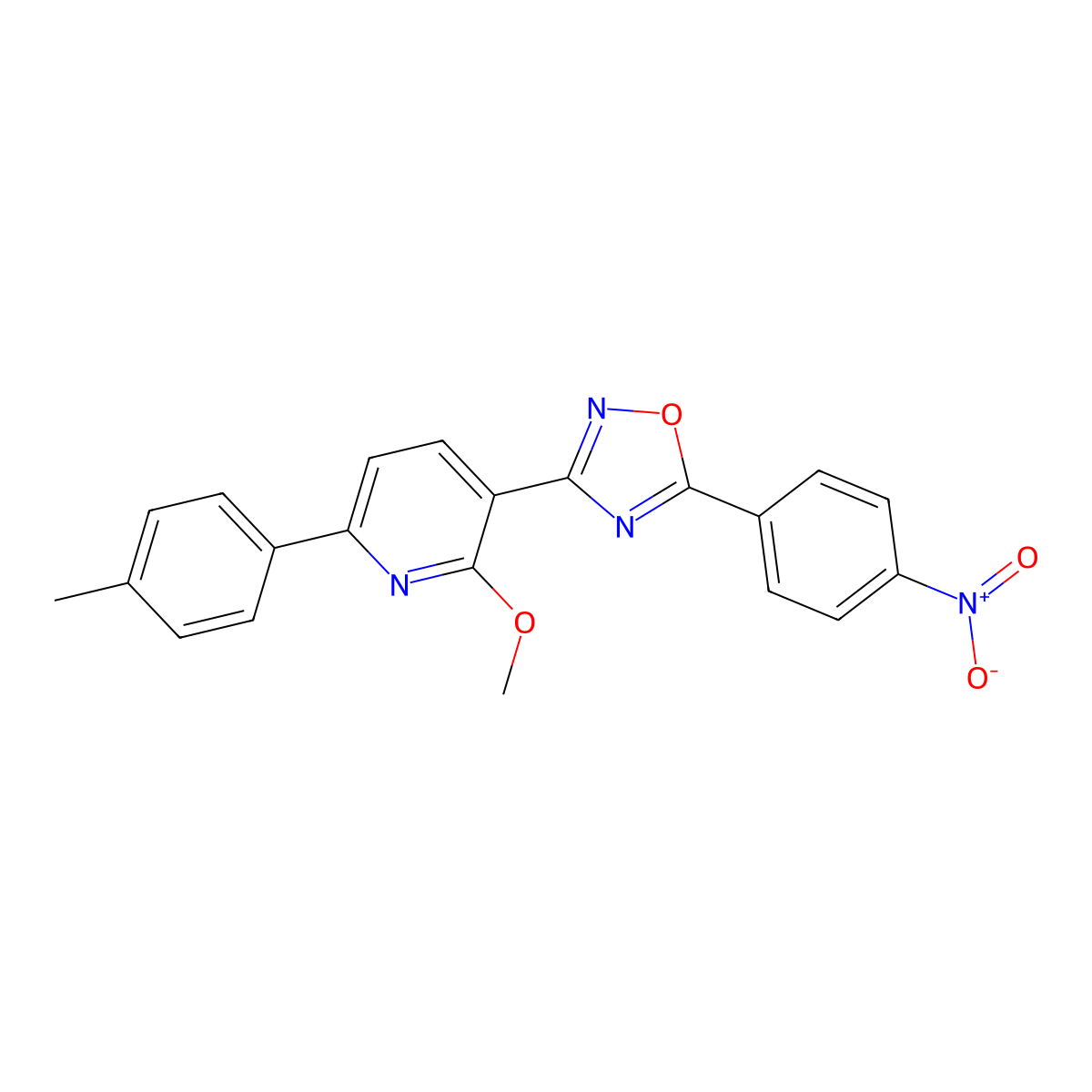3-[2-Methoxy-6-(4-methylphenyl)pyridin-3-yl]-5-(4-nitrophenyl)-1,2,4-oxadiazole molecular structure, CAS 706764-63-8
