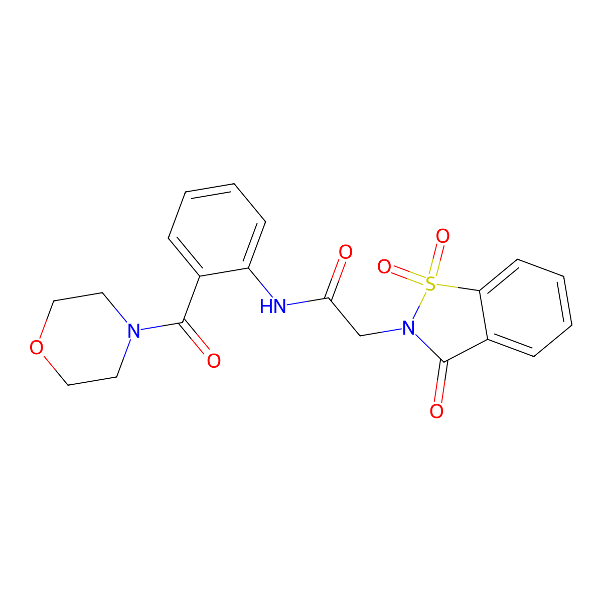 N-[2-(morpholine-4-carbonyl)phenyl]-2-(1,1,3-trioxo-1,2-benzothiazol-2-yl)acetamide molecular structure, CAS 706764-68-3