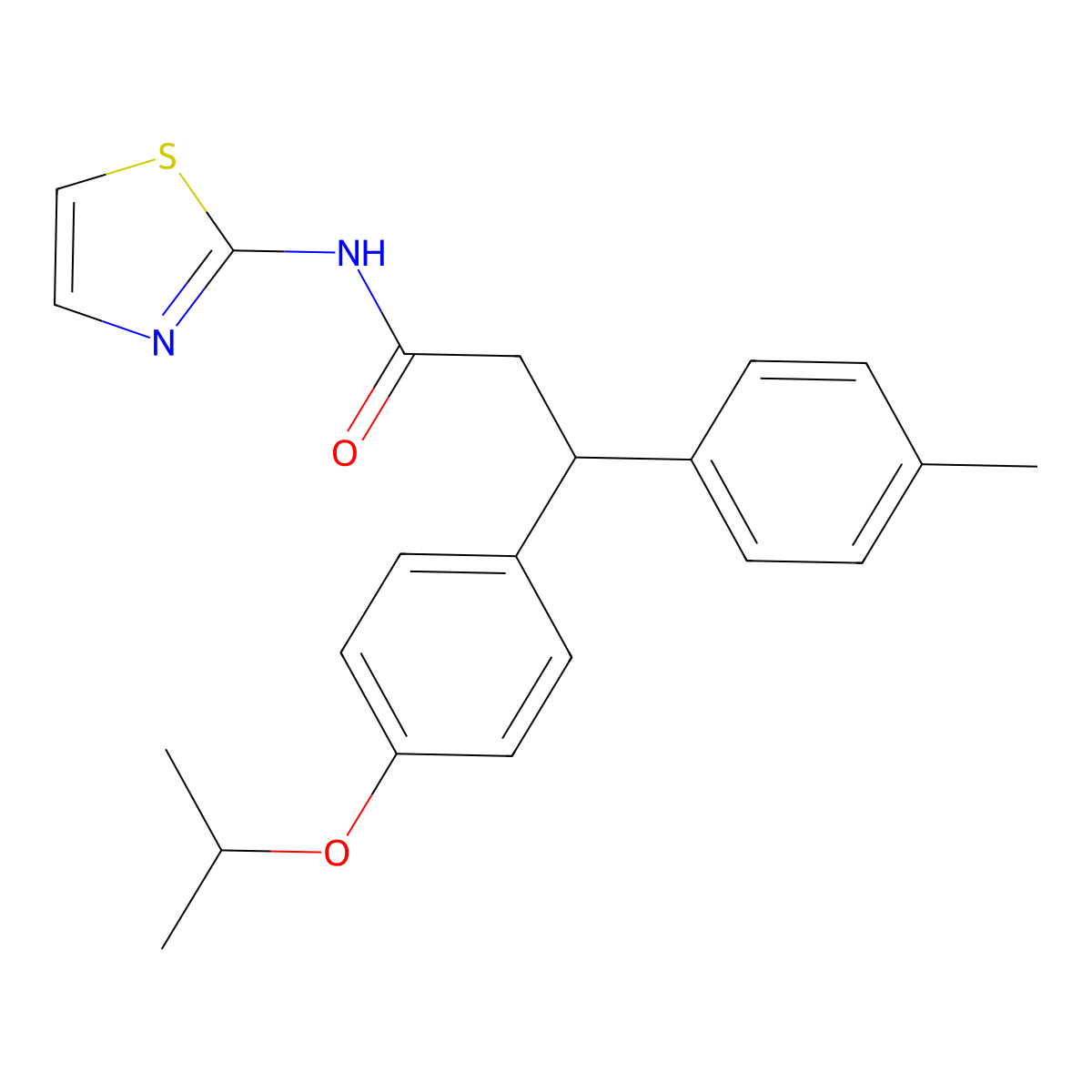 3-(4-methylphenyl)-3-(4-propan-2-yloxyphenyl)-N-(1,3-thiazol-2-yl)propanamide molecular structure, CAS 706764-97-8