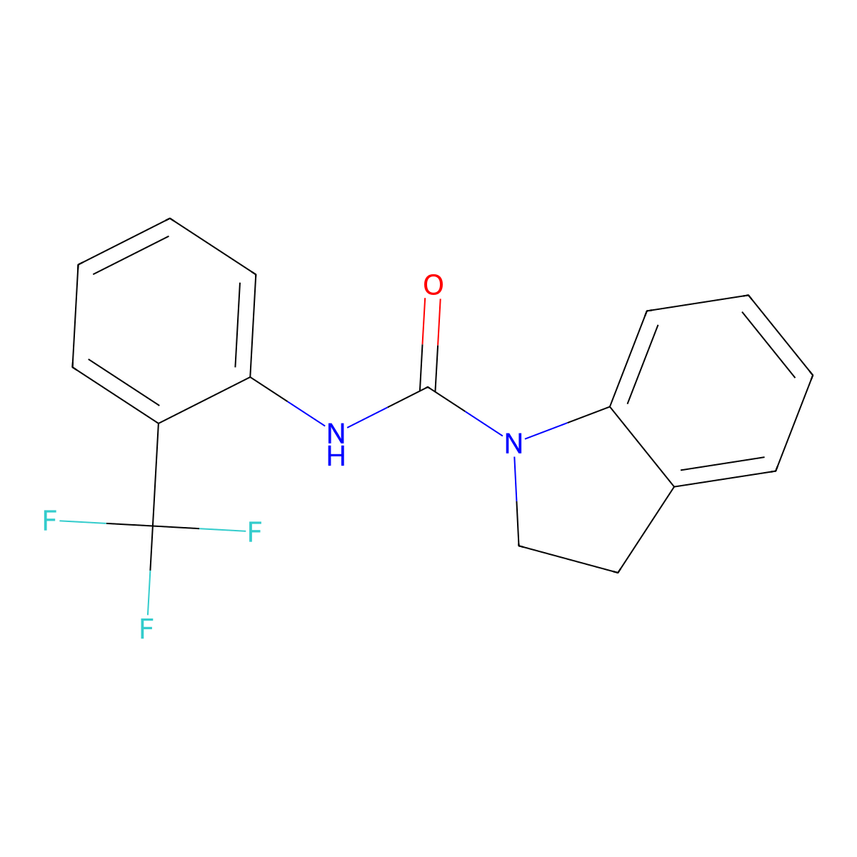 N-[2-(trifluoromethyl)phenyl]-2,3-dihydroindole-1-carboxamide molecular structure, CAS 706765-32-4