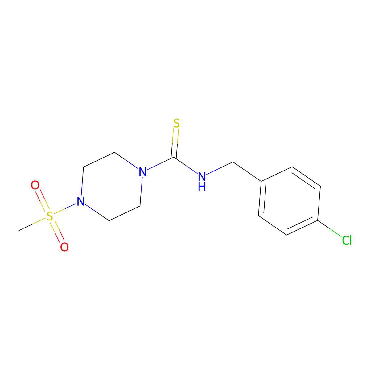 N-[(4-chlorophenyl)methyl]-4-methylsulfonylpiperazine-1-carbothioamide molecular structure, CAS 706765-37-9