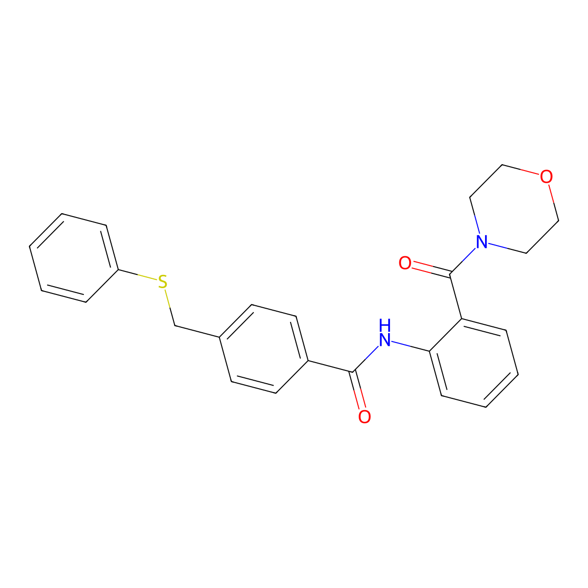 N-[2-(morpholine-4-carbonyl)phenyl]-4-(phenylsulfanylmethyl)benzamide molecular structure, CAS 706765-70-0