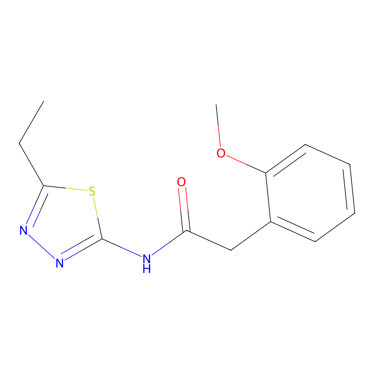 N-(5-ethyl-1,3,4-thiadiazol-2-yl)-2-(2-methoxyphenyl)acetamide molecular structure, CAS 706765-89-1