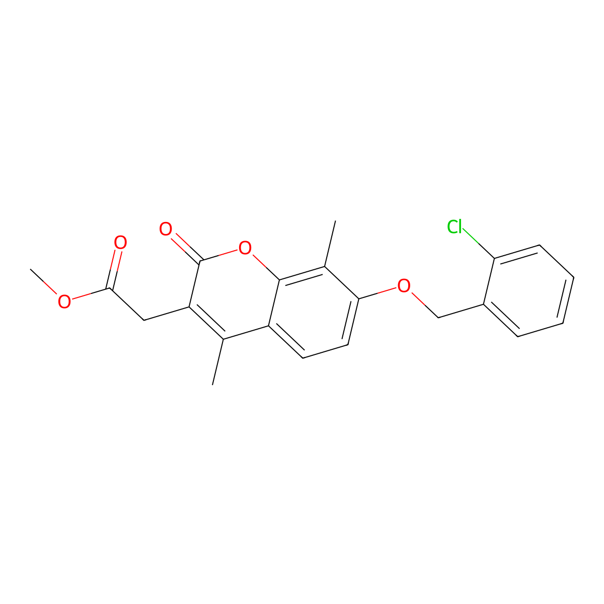 methyl {7-[(2-chlorobenzyl)oxy]-4,8-dimethyl-2-oxo-2H-chromen-3-yl}acetate molecular structure, CAS 706765-90-4