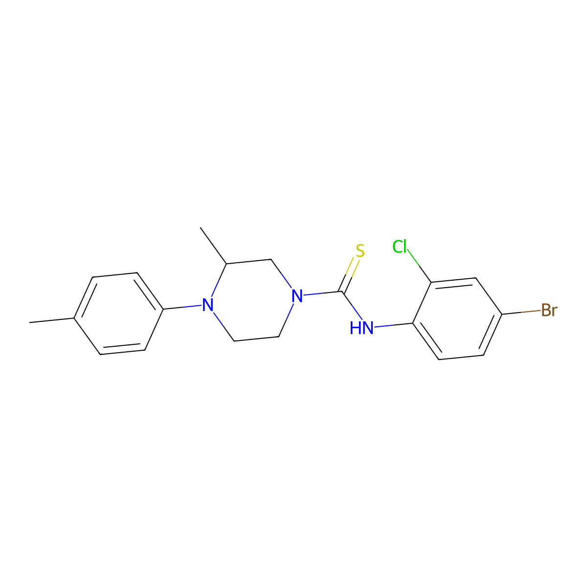 N-(4-bromo-2-chlorophenyl)-3-methyl-4-(4-methylphenyl)piperazine-1-carbothioamide molecular structure, CAS 706766-31-6