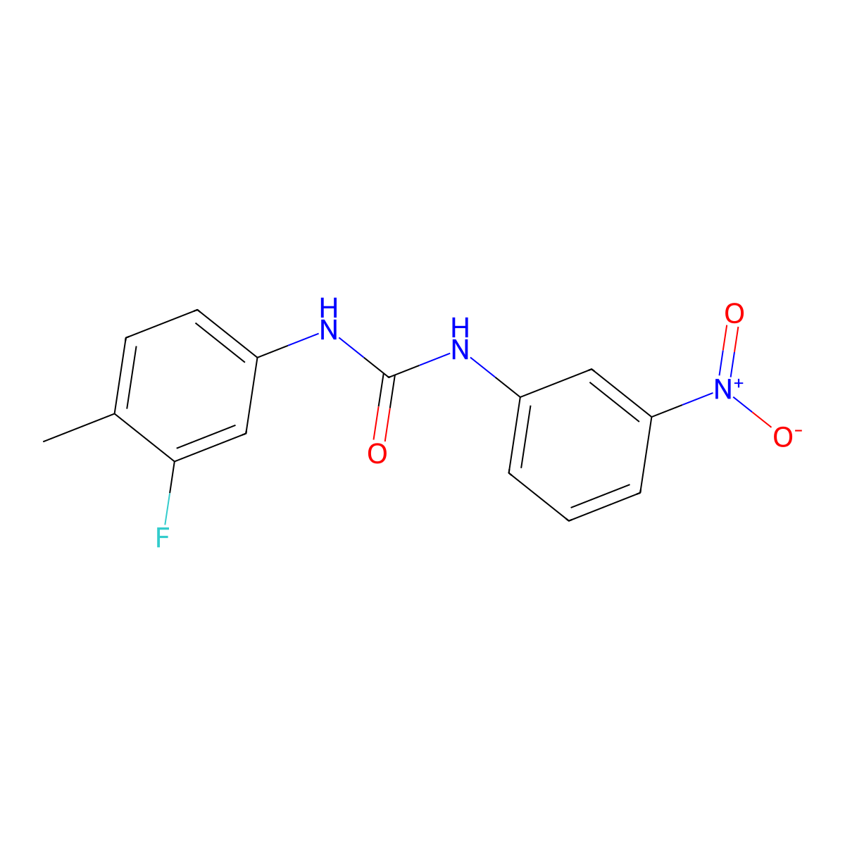 N-(3-fluoro-4-methylphenyl)-N'-(3-nitrophenyl)urea molecular structure, CAS 706766-42-9
