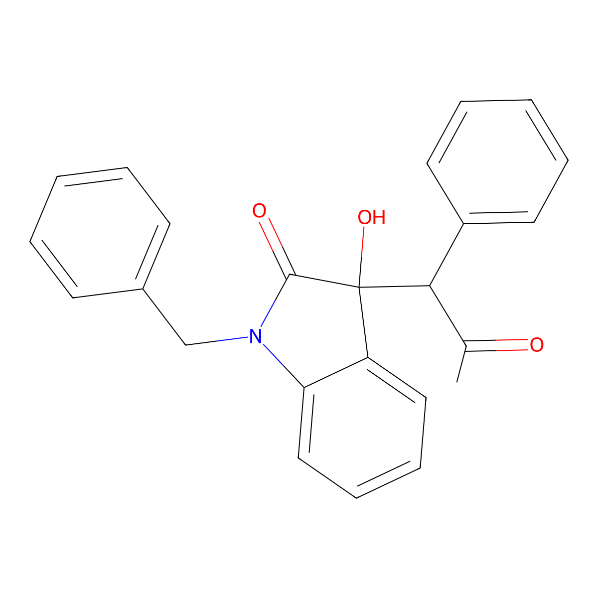 1-benzyl-3-hydroxy-3-(2-oxo-1-phenylpropyl)-1,3-dihydro-2H-indol-2-one molecular structure, CAS 706766-57-6