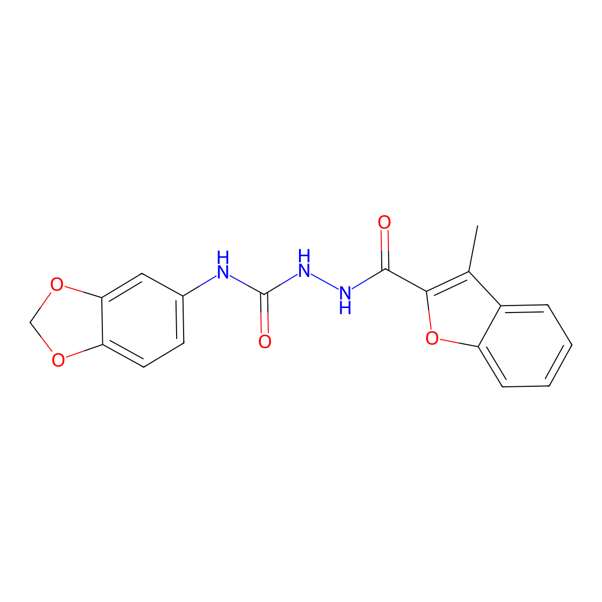 1-(1,3-Benzodioxol-5-yl)-3-[(3-methyl-1-benzofuran-2-carbonyl)amino]urea molecular structure, CAS 706766-62-3