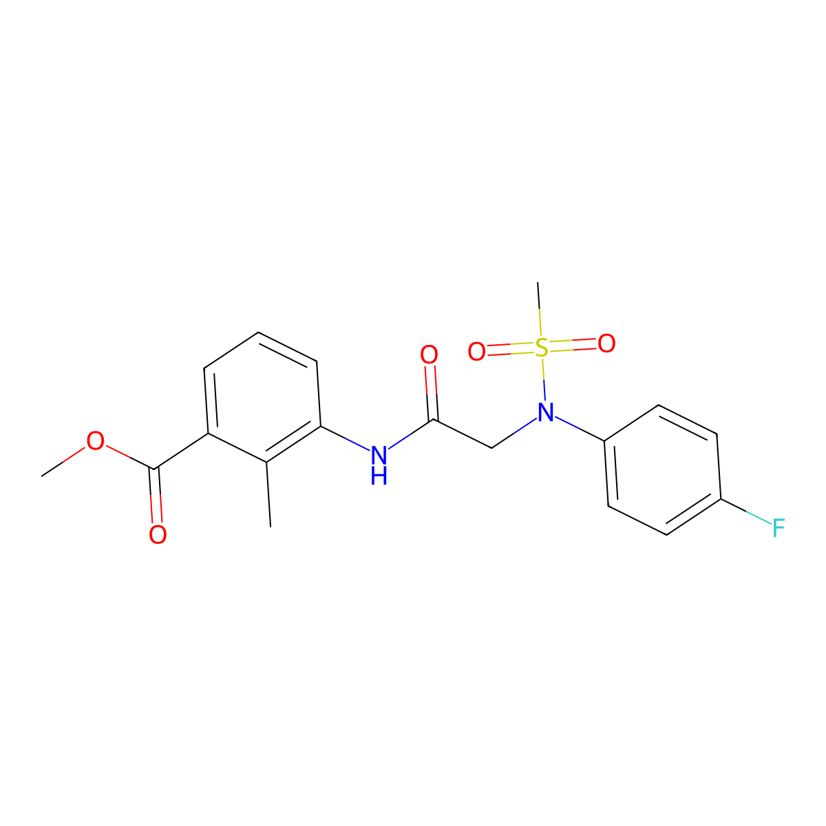 methyl 3-{[N-(4-fluorophenyl)-N-(methylsulfonyl)glycyl]amino}-2-methylbenzoate molecular structure, CAS 706766-72-5