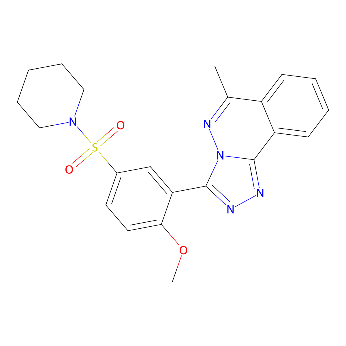 3-(2-Methoxy-5-piperidin-1-ylsulfonylphenyl)-6-methyl-[1,2,4]triazolo[3,4-a]phthalazine molecular structure, CAS 706766-89-4