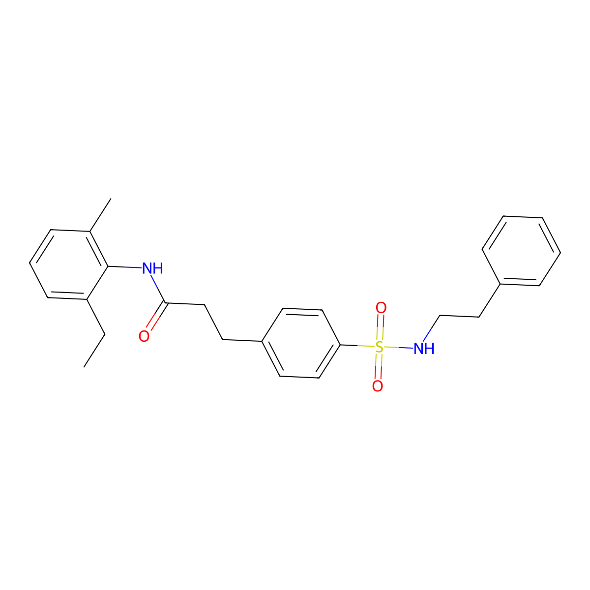 N-(2-ethyl-6-methylphenyl)-3-(4-{[(2-phenylethyl)amino]sulfonyl}phenyl)propanamide molecular structure, CAS 706767-07-9