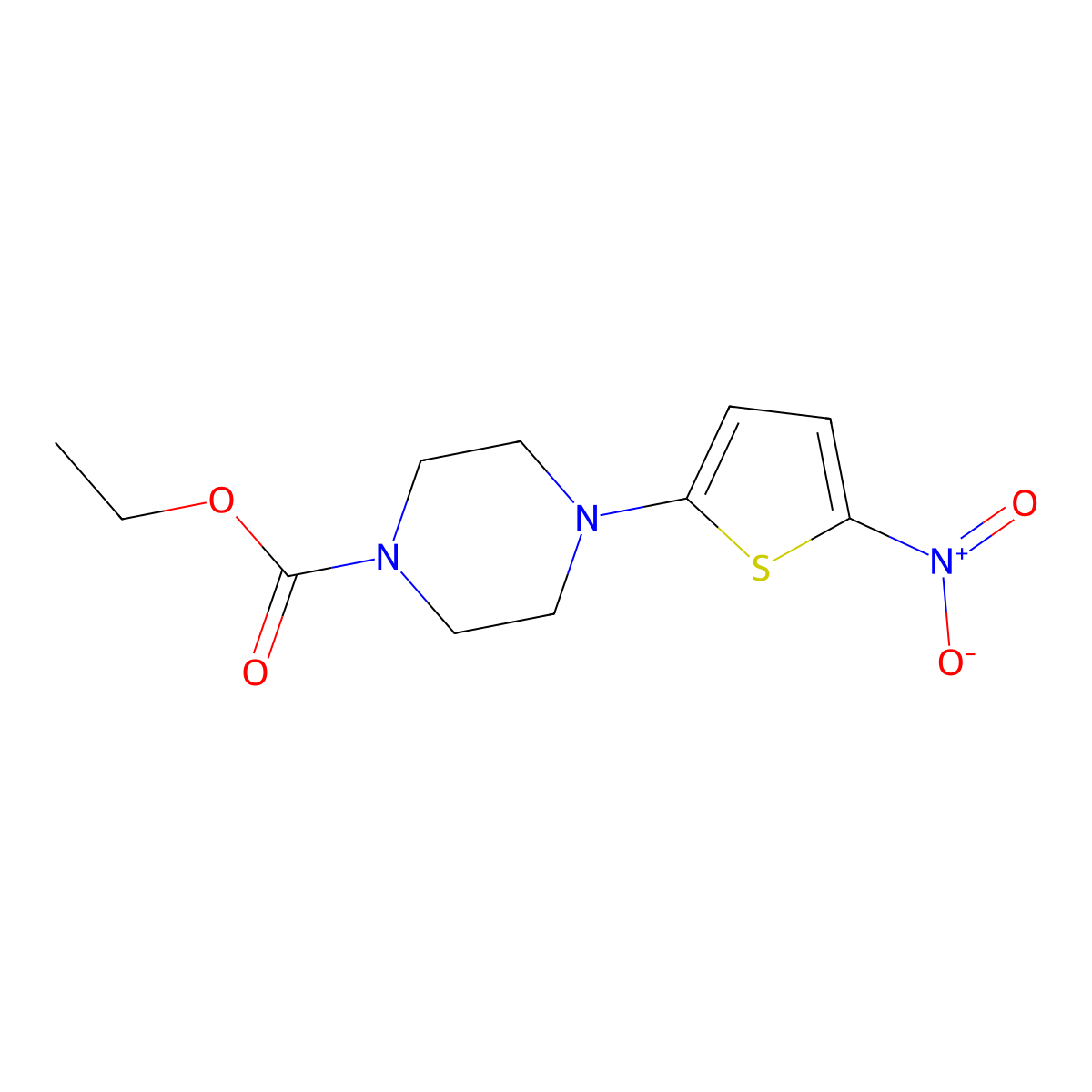 Ethyl 4-(5-nitrothiophen-2-yl)piperazine-1-carboxylate molecular structure, CAS 706767-17-1
