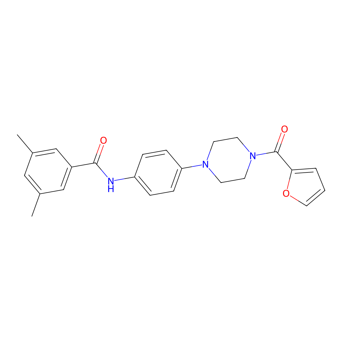 N-[4-[4-(furan-2-carbonyl)piperazin-1-yl]phenyl]-3,5-dimethylbenzamide molecular structure, CAS 706767-21-7