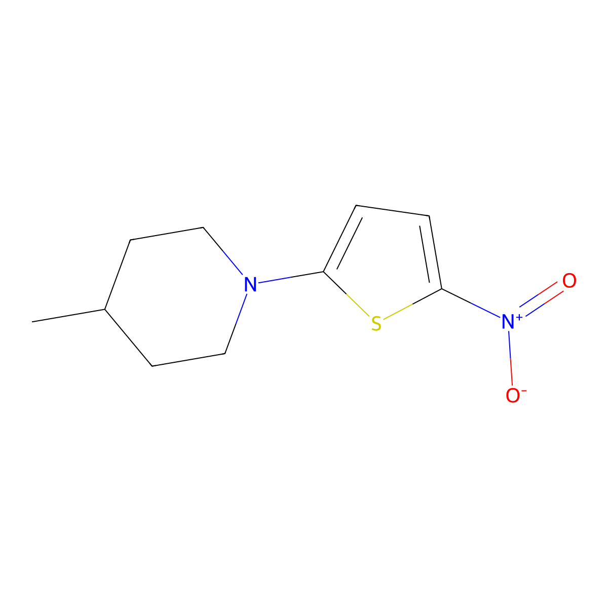 4-Methyl-1-(5-nitrothiophen-2-yl)piperidine molecular structure, CAS 706767-26-2