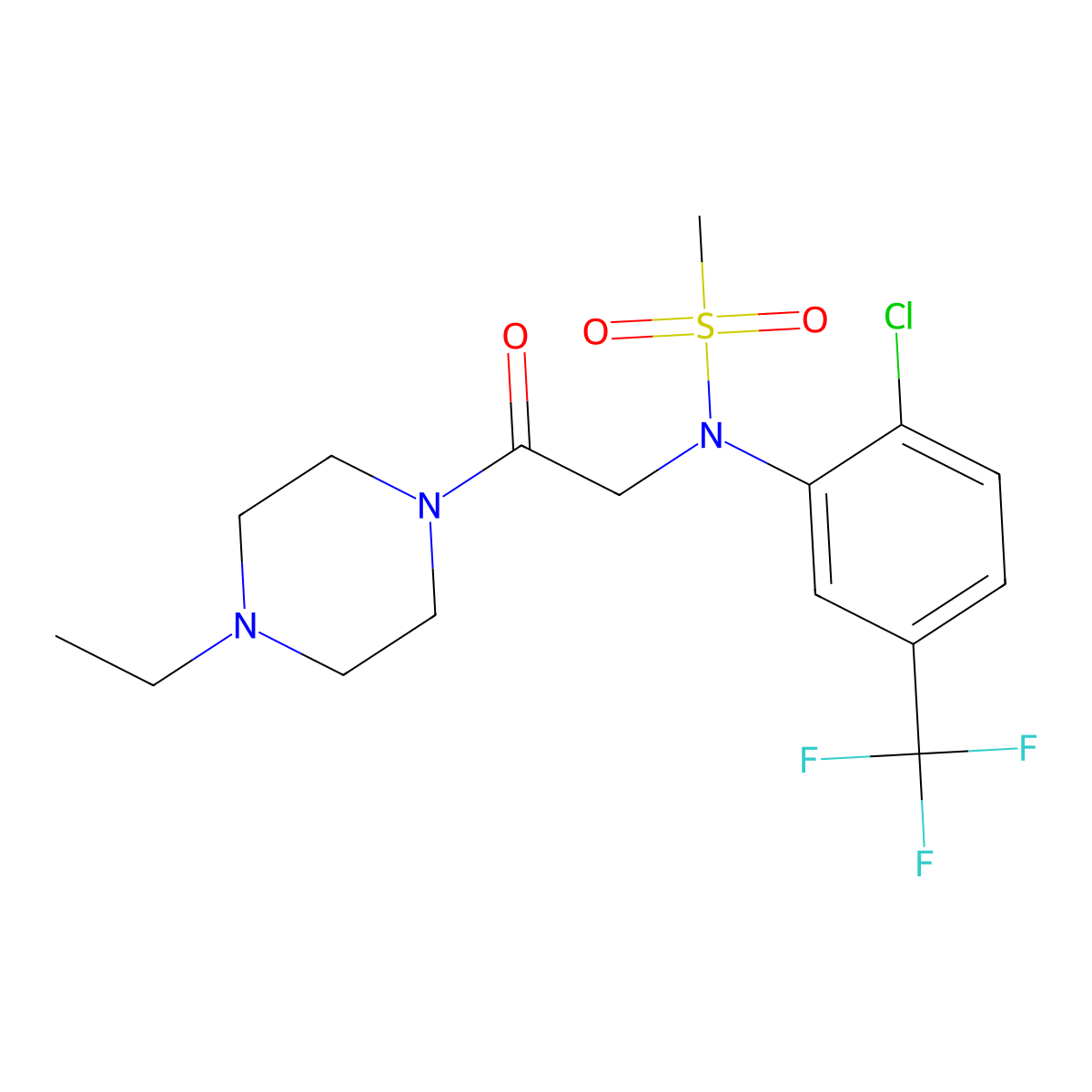 N-[2-chloro-5-(trifluoromethyl)phenyl]-N-[2-(4-ethylpiperazin-1-yl)-2-oxoethyl]methanesulfonamide molecular structure, CAS 706767-27-3