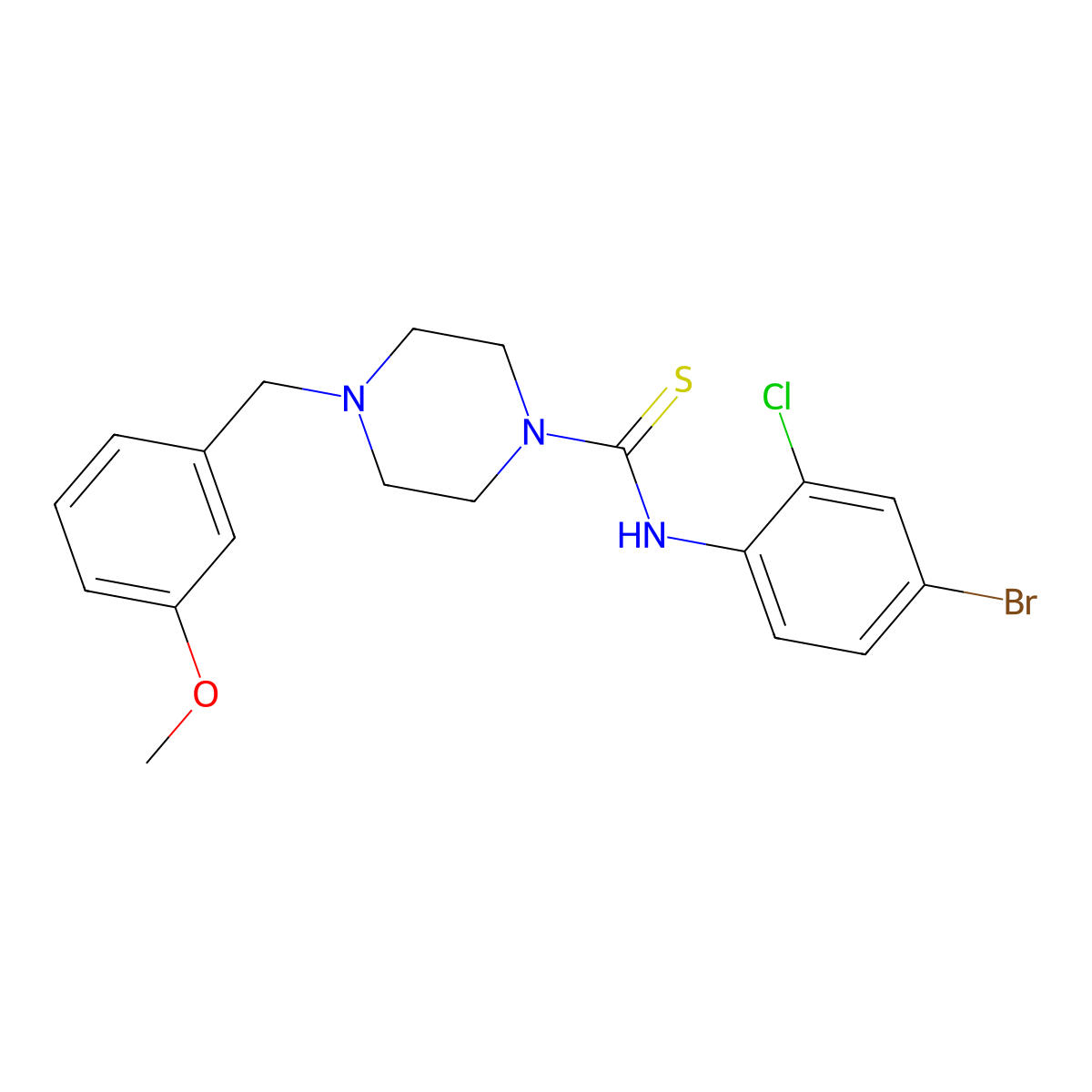 N-(4-bromo-2-chlorophenyl)-4-[(3-methoxyphenyl)methyl]piperazine-1-carbothioamide molecular structure, CAS 706767-63-7