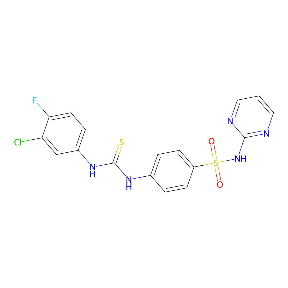 1-(3-Chloro-4-fluorophenyl)-3-[4-(pyrimidin-2-ylsulfamoyl)phenyl]thiourea molecular structure, CAS 706767-68-2
