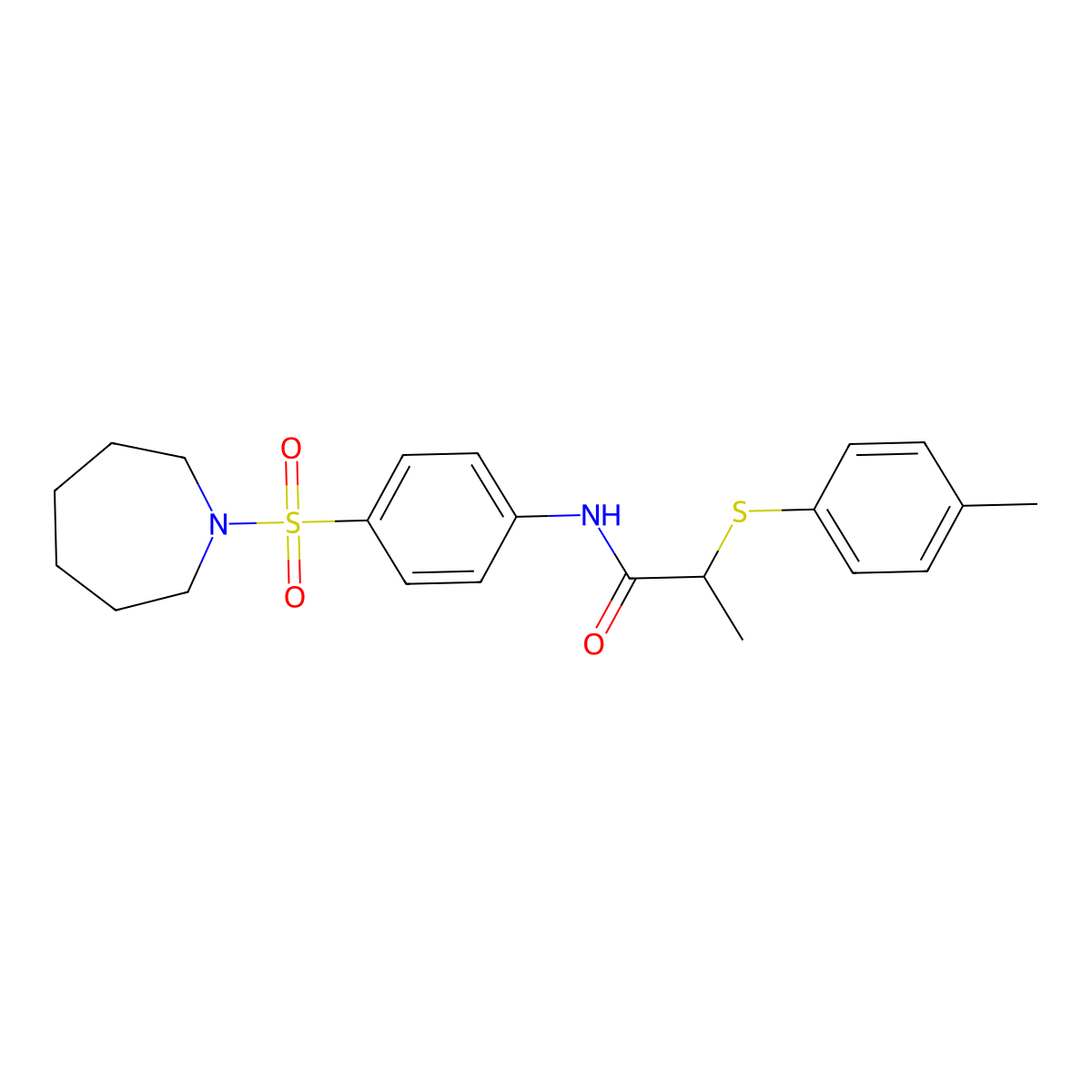 N-[4-(azepan-1-ylsulfonyl)phenyl]-2-(4-methylphenyl)sulfanylpropanamide molecular structure, CAS 706767-99-9
