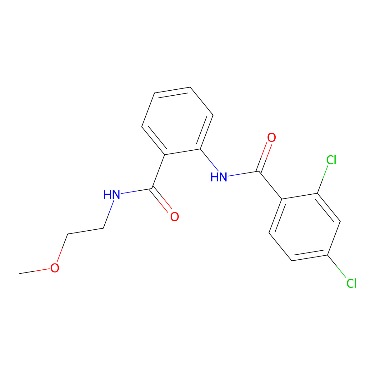 2,4-dichloro-N-[2-(2-methoxyethylcarbamoyl)phenyl]benzamide molecular structure, CAS 706768-02-7