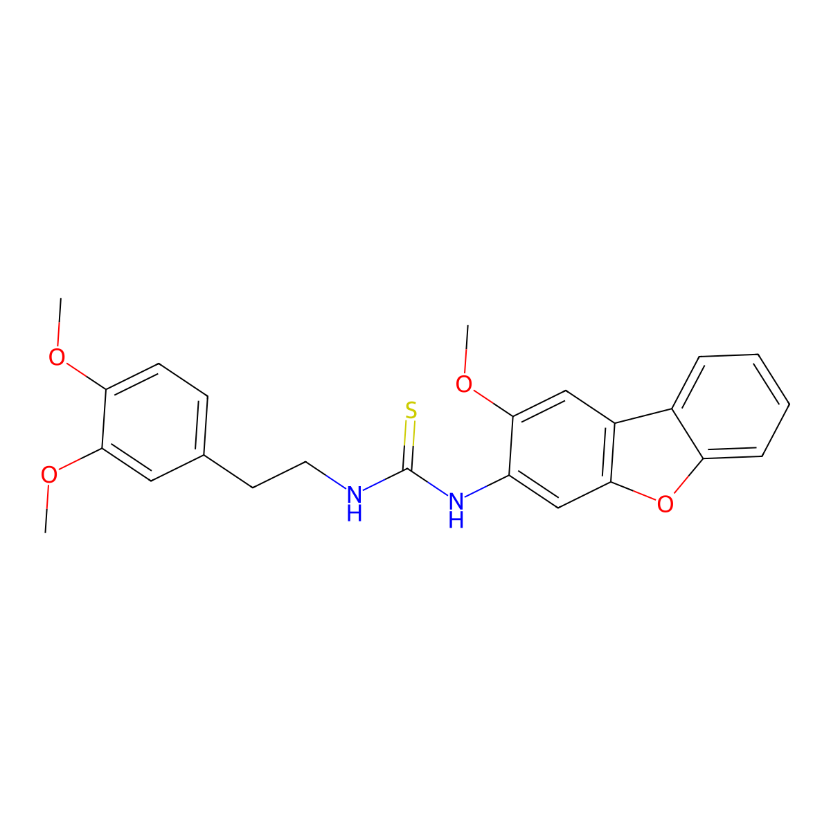 1-[2-(3,4-Dimethoxyphenyl)ethyl]-3-(2-methoxydibenzofuran-3-yl)thiourea molecular structure, CAS 706768-09-4