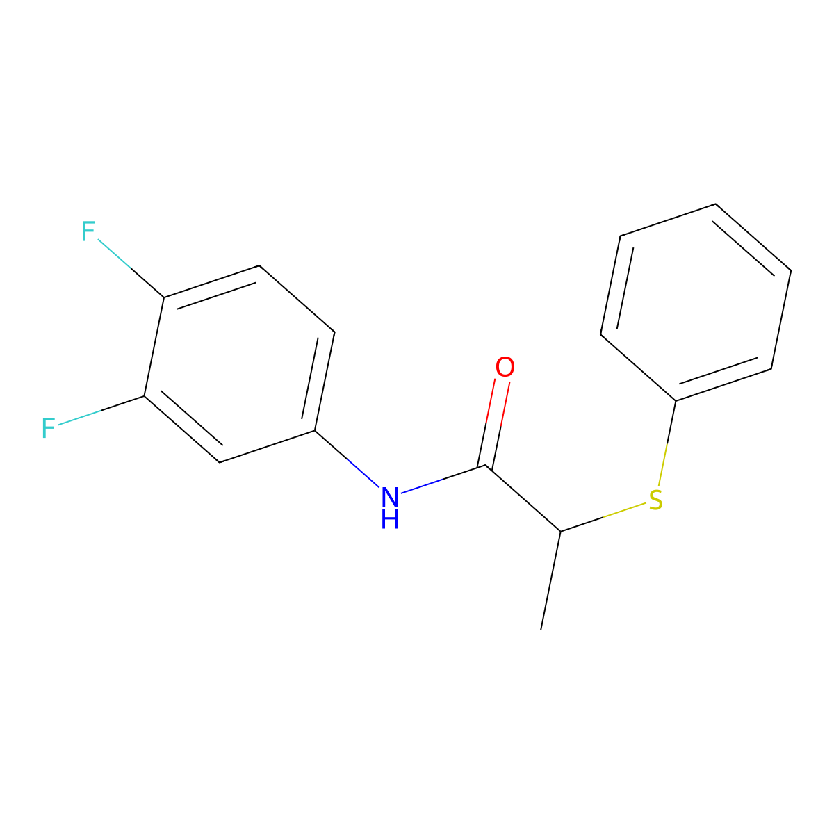N-(3,4-difluorophenyl)-2-phenylsulfanylpropanamide molecular structure, CAS 706768-46-9