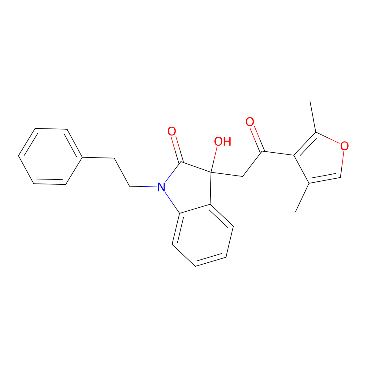 3-[2-(2,4-Dimethyl-3-furanyl)-2-oxoethyl]-3-hydroxy-1-(2-phenylethyl)-2-indolone molecular structure, CAS 706768-69-6