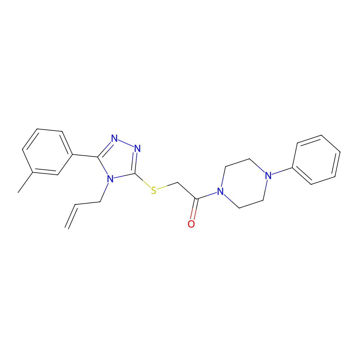 2-[[5-(3-Methylphenyl)-4-prop-2-enyl-1,2,4-triazol-3-yl]sulfanyl]-1-(4-phenylpiperazin-1-yl)ethanone molecular structure, CAS 706768-77-6