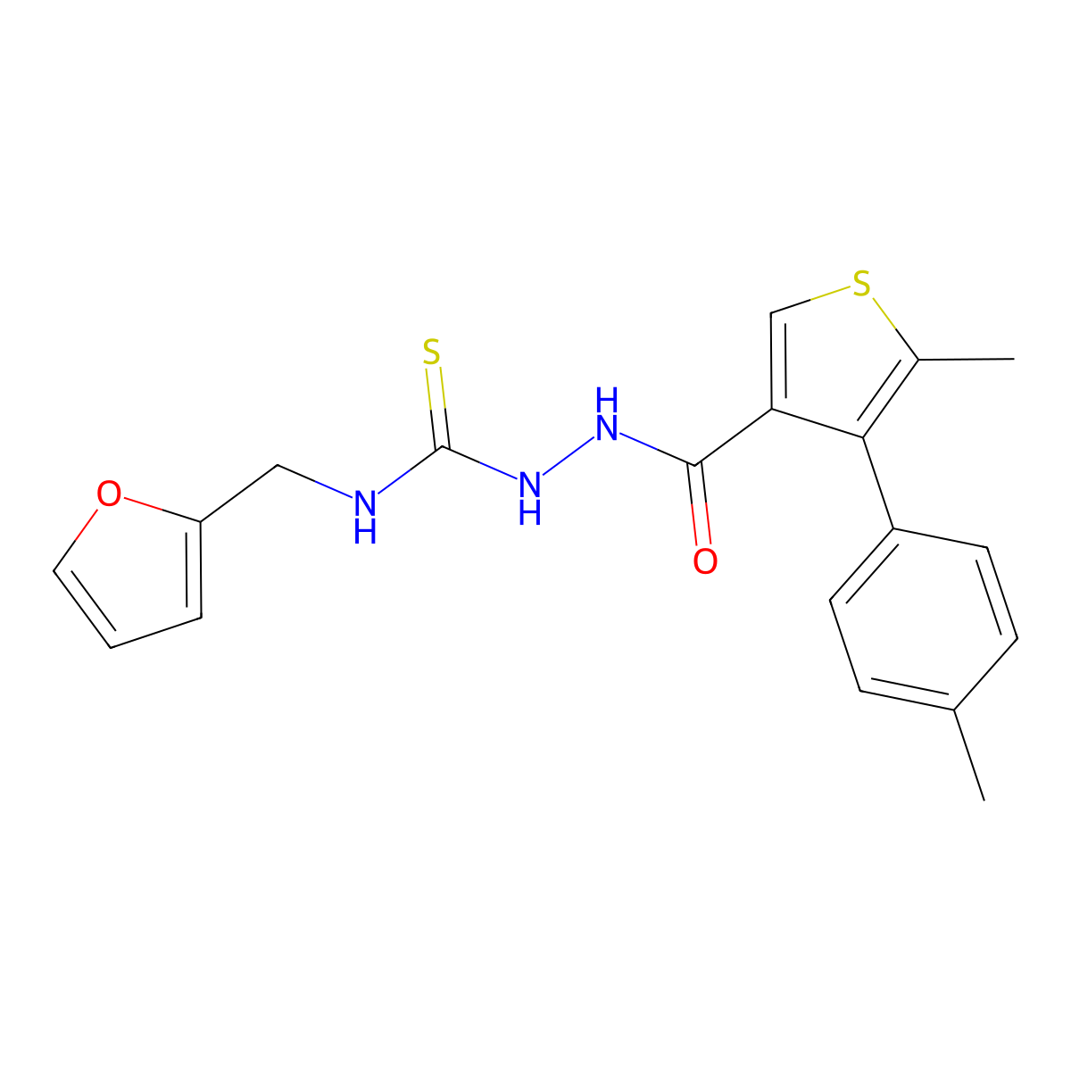 1-(Furan-2-ylmethyl)-3-[[5-methyl-4-(4-methylphenyl)thiophene-3-carbonyl]amino]thiourea molecular structure, CAS 706768-79-8