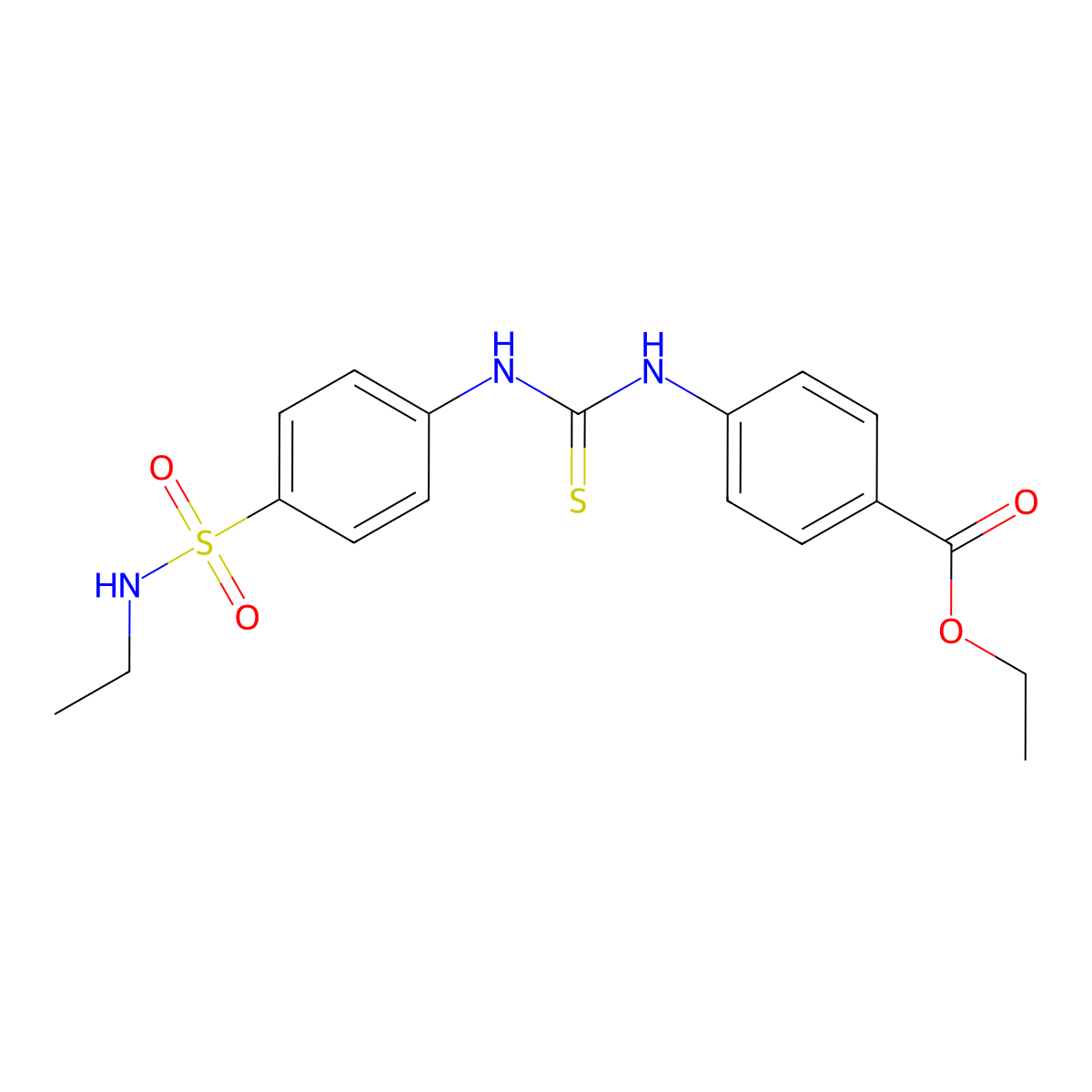 Ethyl 4-({[4-(ethylsulfamoyl)phenyl]carbamothioyl}amino)benzoate molecular structure, CAS 706768-82-3