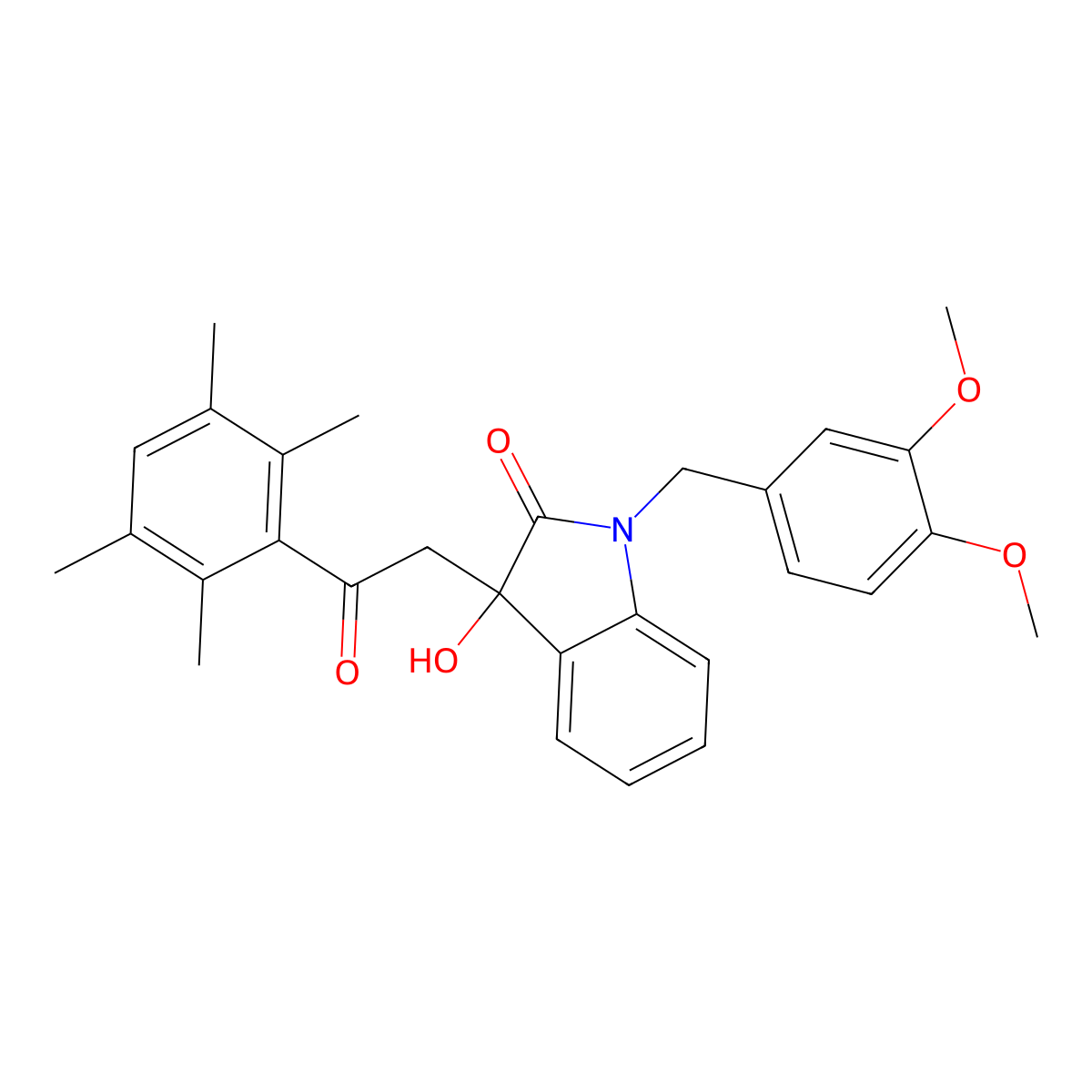 1-(3,4-dimethoxybenzyl)-3-hydroxy-3-[2-oxo-2-(2,3,5,6-tetramethylphenyl)ethyl]-1,3-dihydro-2H-indol-2-one molecular structure, CAS 706768-84-5