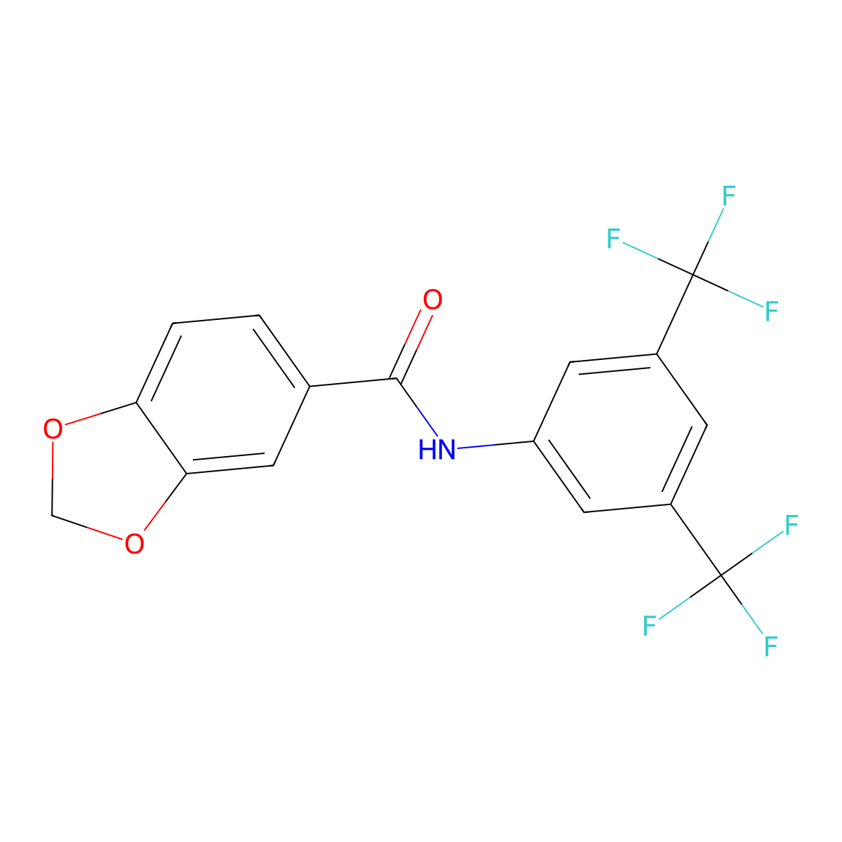 N-[3,5-bis(trifluoromethyl)phenyl]-1,3-benzodioxole-5-carboxamide molecular structure, CAS 706768-94-7