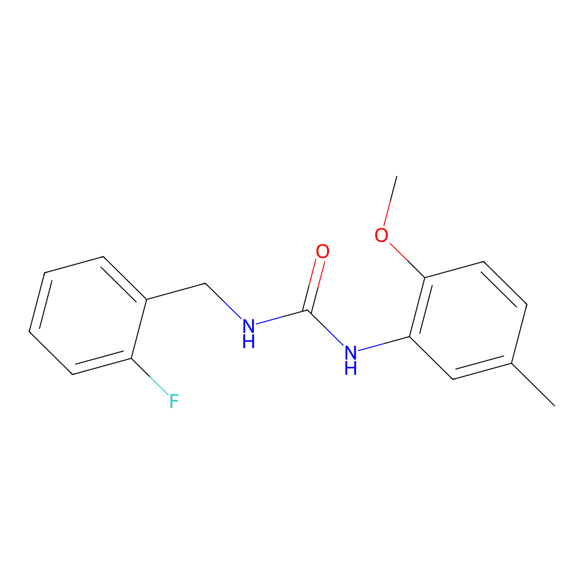 N-(2-fluorobenzyl)-N'-(2-methoxy-5-methylphenyl)urea molecular structure, CAS 706768-95-8