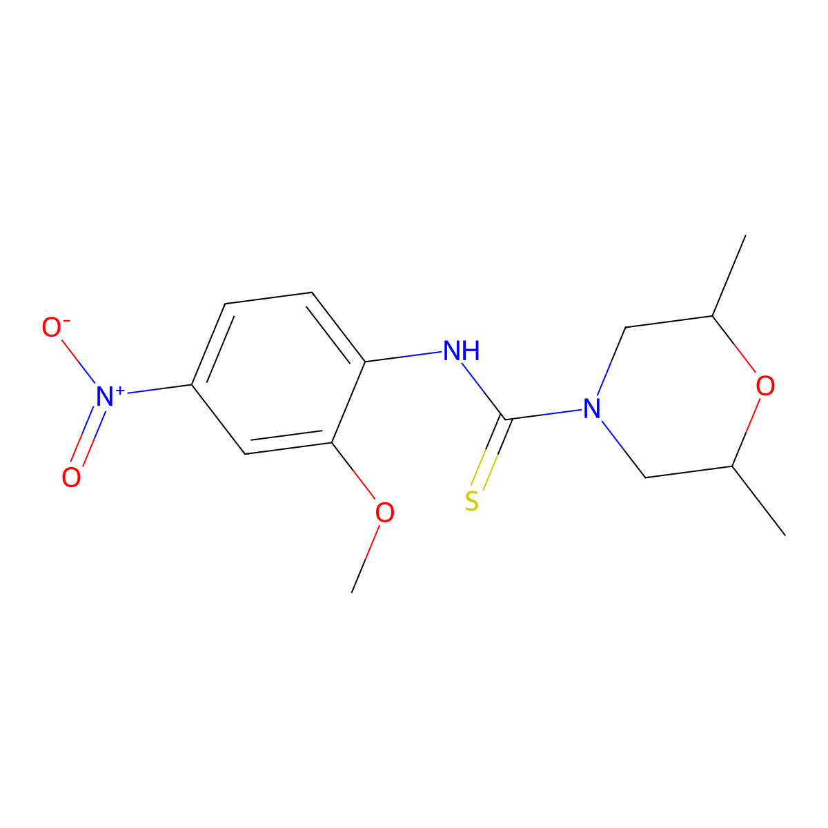 N-(2-methoxy-4-nitrophenyl)-2,6-dimethylmorpholine-4-carbothioamide molecular structure, CAS 706769-00-8