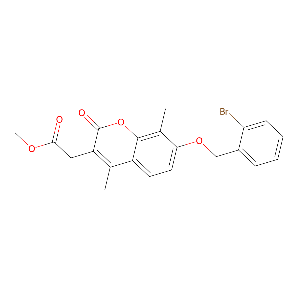 methyl {7-[(2-bromobenzyl)oxy]-4,8-dimethyl-2-oxo-2H-chromen-3-yl}acetate molecular structure, CAS 706769-17-7