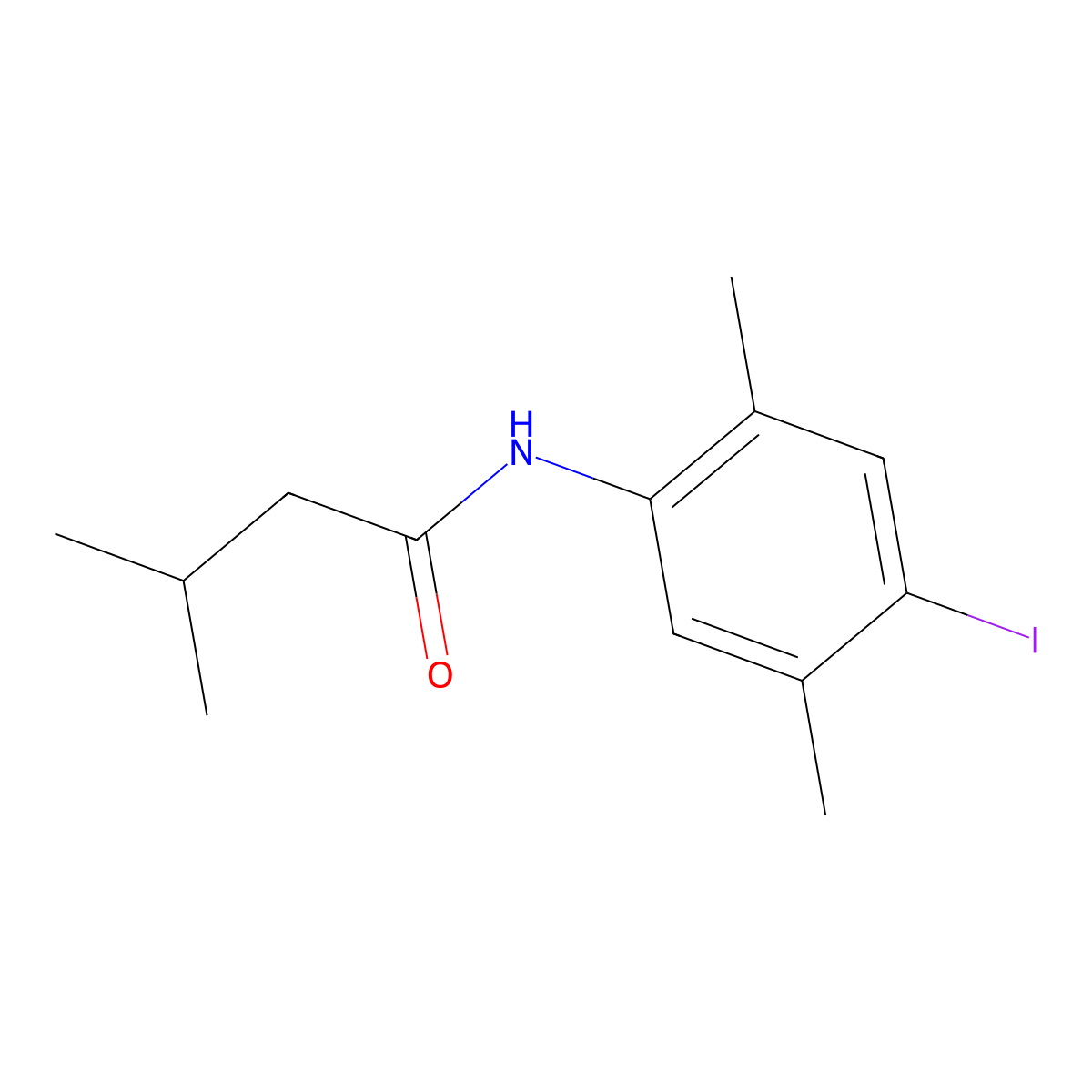 N-(4-iodo-2,5-dimethylphenyl)-3-methylbutanamide molecular structure, CAS 706769-54-2