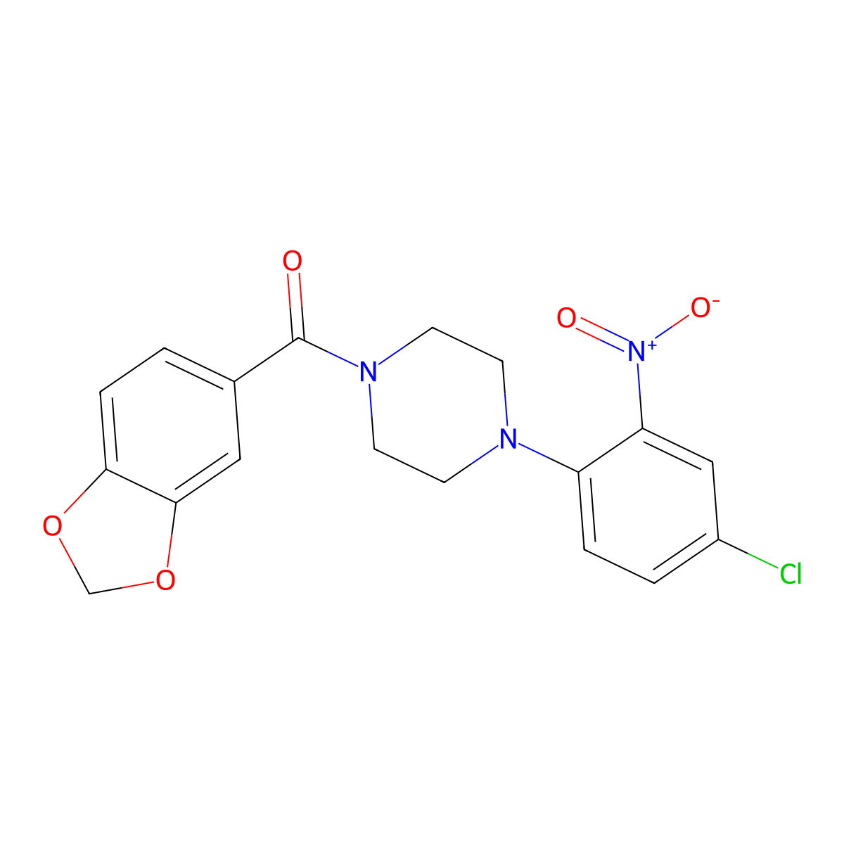 1,3-Benzodioxol-5-yl[4-(4-chloro-2-nitrophenyl)piperazin-1-yl]methanone molecular structure, CAS 706769-57-5