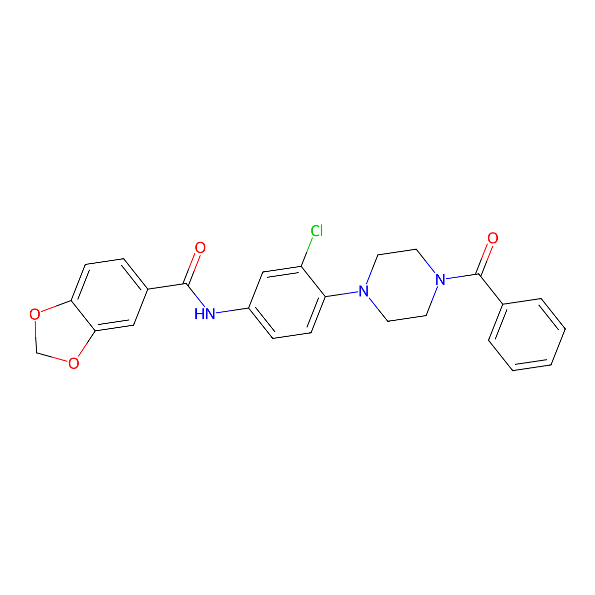 N-[4-(4-benzoylpiperazin-1-yl)-3-chlorophenyl]-1,3-benzodioxole-5-carboxamide molecular structure, CAS 706769-76-8